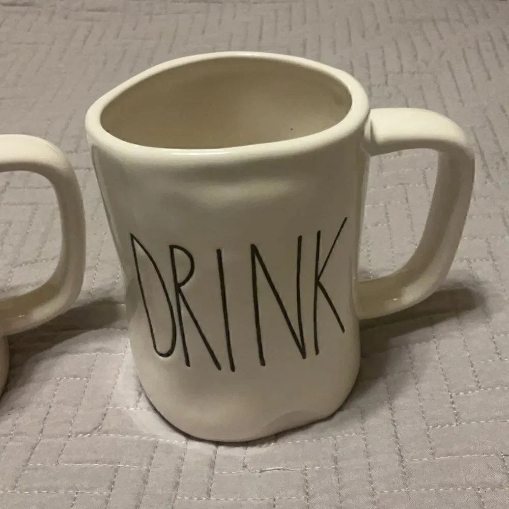 Rae Dunn Pair of Mugs “DRINK”   EUC. No stains or chips.